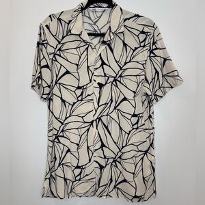 Zara abstract Leaf Print vacation Casual Shirt size medium
